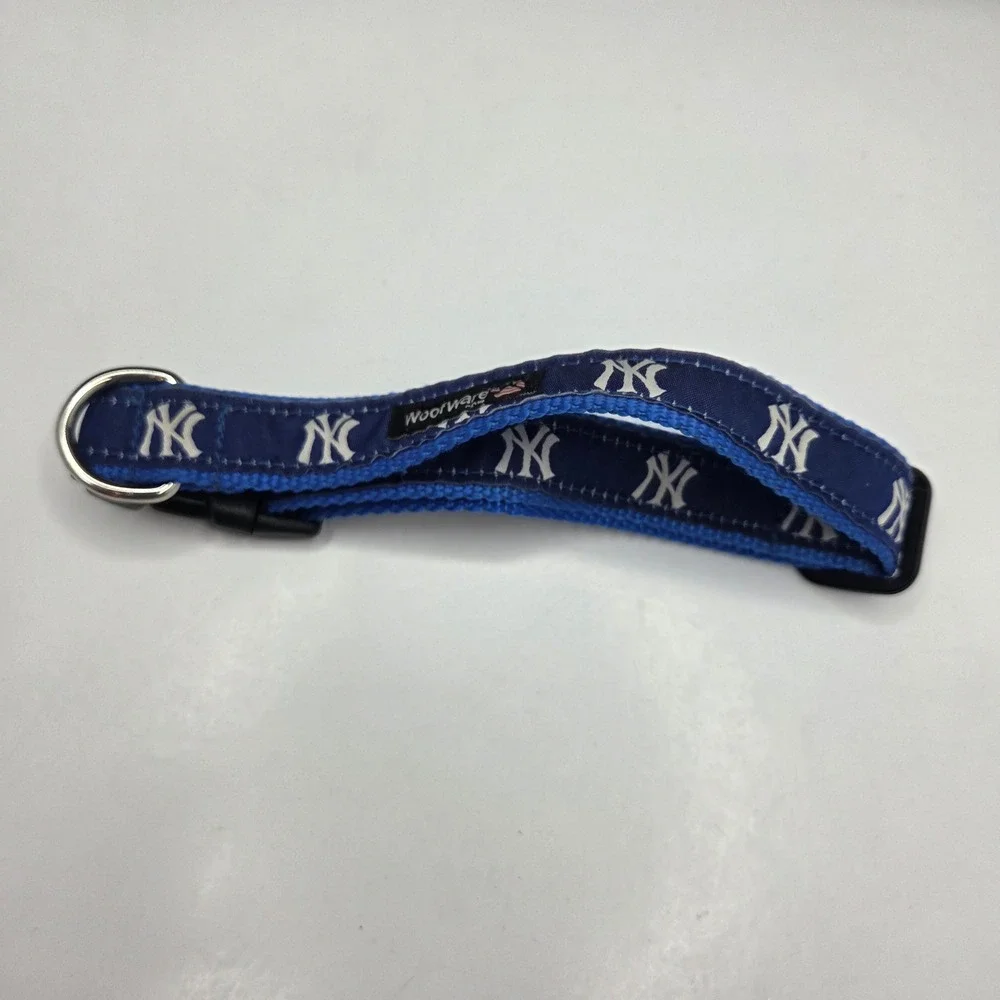WoofWare New York Yankees Dog Collar MLB Adjustable Blue White Logo